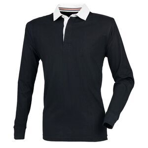 Front Row Mens  Long Sleeve Rugby Shirt/Top / Black